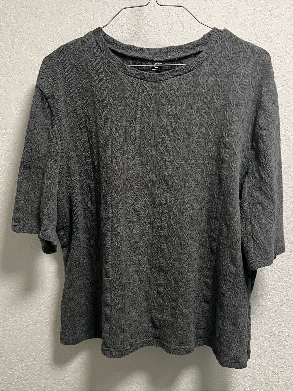 SHEIN Charcoal Textured Short Sleeve Top